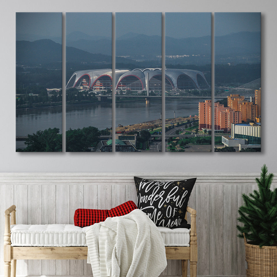 Rungrado May Day Stadium, Stadium Canvas, Sport Art, Gift for him, Multi Panels B, Canvas Prints Wall Art Decor