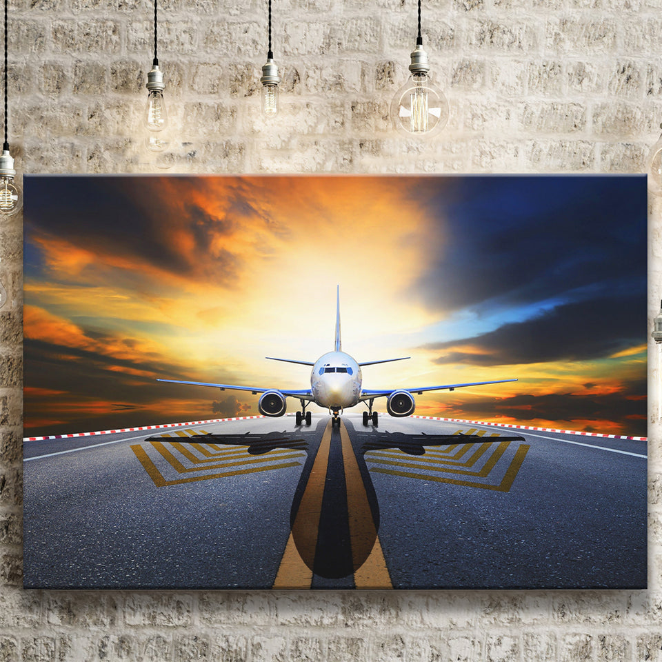 Runway Airplane Aircraft Wall Art Canvas Prints Wall Art Decor - Painting Canvas, Art Prints, Ready to Hang