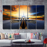 Runway Airplane Aircraft Wall Art 5 Piece B Canvas Prints Wall Art Decor - Painting Canvas, Multi Panels