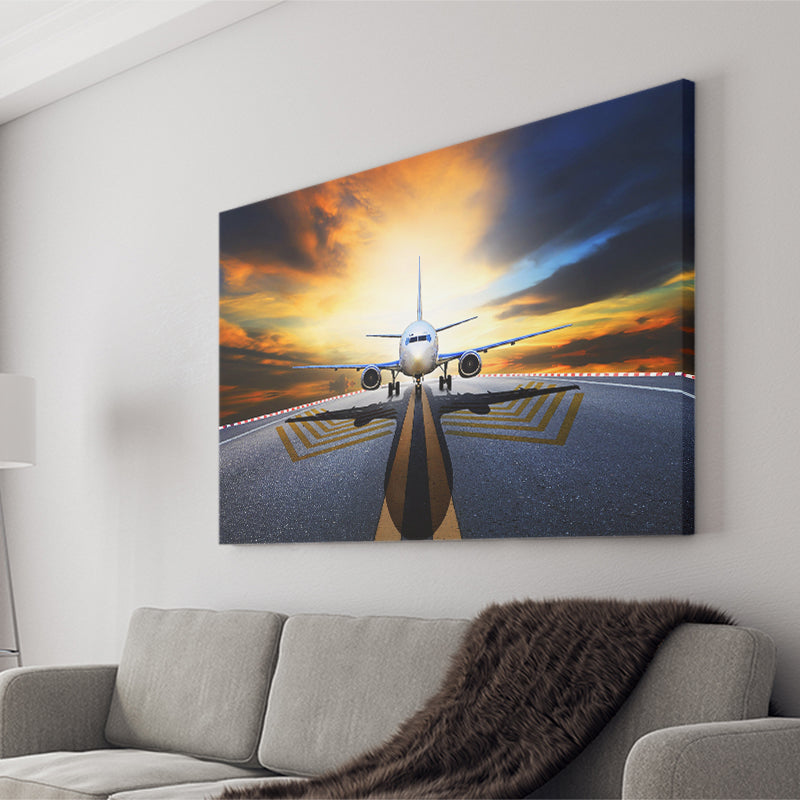 Runway Airplane Aircraft Wall Art Canvas Prints Wall Art Decor - Painting Canvas, Art Prints, Ready to Hang