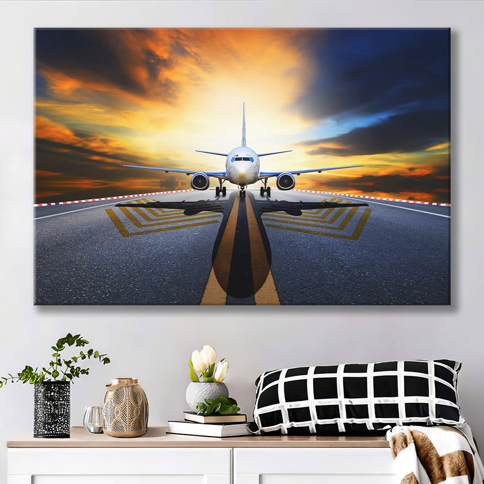 Runway Airplane Aircraft Wall Art Canvas Prints Wall Art Decor - Painting Canvas, Art Prints, Ready to Hang