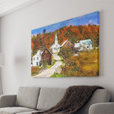 Rural Vermont Usa Waits River Village City Art Watercolor Canvas Prints Wall Art Home Decor, Large Canvas