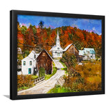 Rural Vermont Usa Waits River Village City Art Watercolor Framed Art Prints Wall Art Decor,Framed Picture