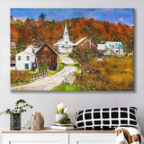 Rural Vermont Usa Waits River Village City Art Watercolor Canvas Prints Wall Art Home Decor, Large Canvas