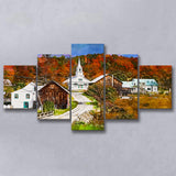 Rural Vermont Usa Waits River Village 5 Pieces Mixed Canvas Prints Wall Art Home Decor