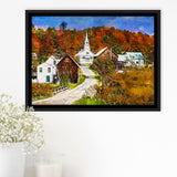 Rural Vermont Usa Waits River Village City Art Watercolor Framed Canvas Prints Wall Art Home Decor,Floating Frame