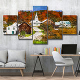 Rural Vermont Usa Waits River Village 5 Pieces Mixed Canvas Prints Wall Art Home Decor