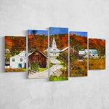 Rural Vermont Usa Waits River Village 5 Pieces Mixed Canvas Prints Wall Art Home Decor
