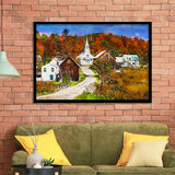 Rural Vermont Usa Waits River Village City Art Watercolor Framed Art Prints Wall Art Decor,Framed Picture