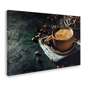 Rustic Coffee Beans And Cinnamon Canvas Wall Art - Canvas Prints, Prints for Sale, Canvas Painting, Canvas On Sale