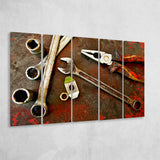 Rusty Toolst Old Tools Canvas Print Mechanic Gift 5 Piece B Canvas Prints Wall Art, Multi Panels,Large Canvas
