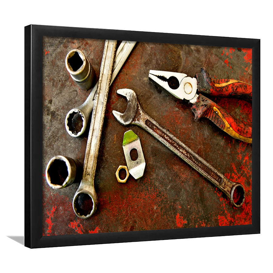 Rusty Toolst Old Tools Canvas Print Mechanic Gift Framed Art Prints Wall Art Decor, Framed Picture, Home Decor