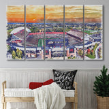 Rutgers Scarlet Knights SHI Stadium Watercolor, 5 Pieces B, Multi Panel Canvas Prints Wall Art Decor