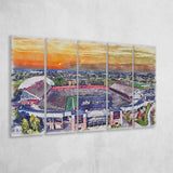 Rutgers Scarlet Knights SHI Stadium Watercolor, 5 Pieces B, Multi Panel Canvas Prints Wall Art Decor