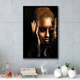 Scandinavian Woman Framed Canvas Prints Wall Art Home Decor - Painting Canvas,Black Frame, Ready to hang