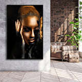 Scandinavian Woman Framed Canvas Prints Wall Art Home Decor - Painting Canvas,Black Frame, Ready to hang