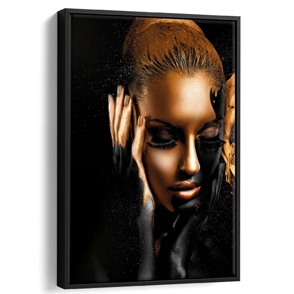 Scandinavian Woman Framed Canvas Prints Wall Art Home Decor - Painting Canvas,Black Frame, Ready to hang