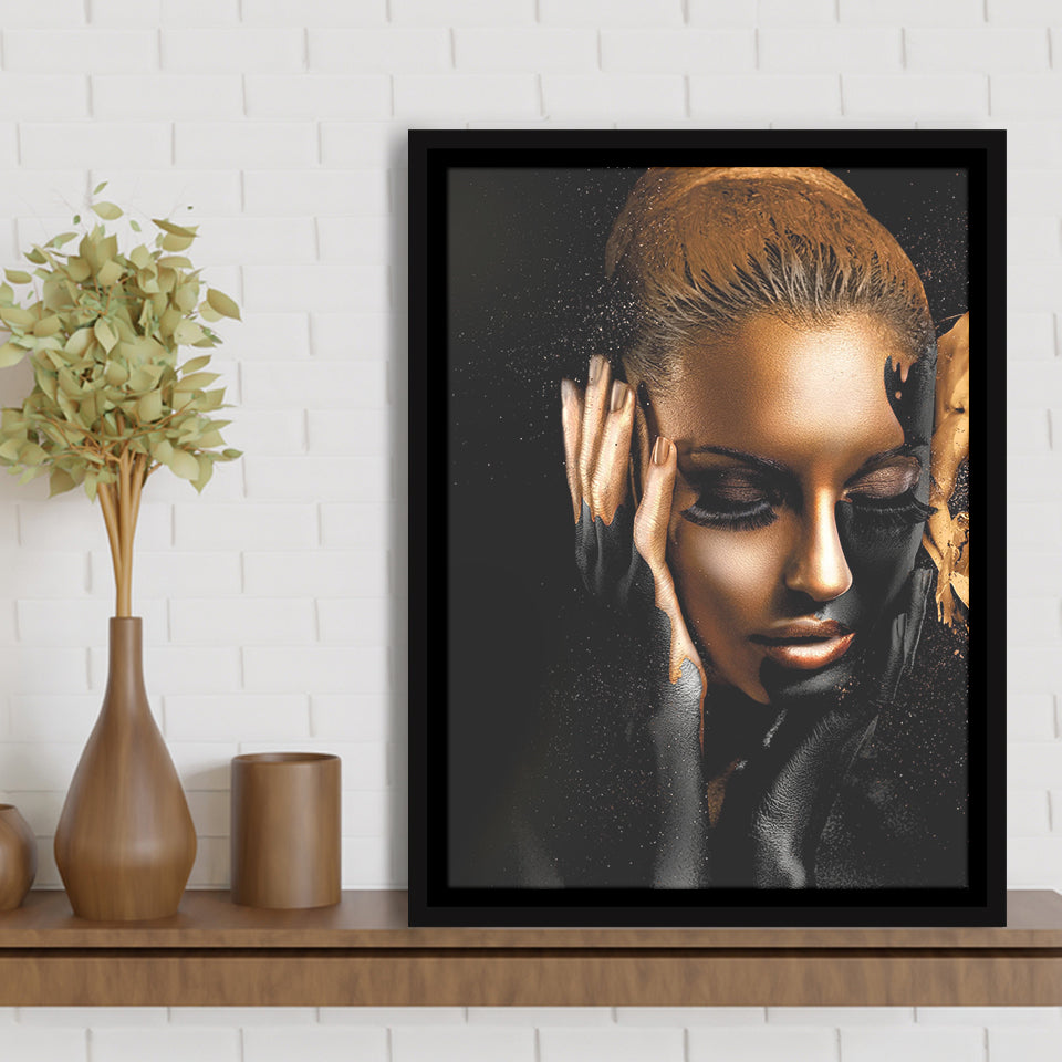 Scandinavian Woman Framed Canvas Prints Wall Art Home Decor - Painting Canvas,Black Frame, Ready to hang