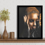 Scandinavian Woman Framed Canvas Prints Wall Art Home Decor - Painting Canvas,Black Frame, Ready to hang