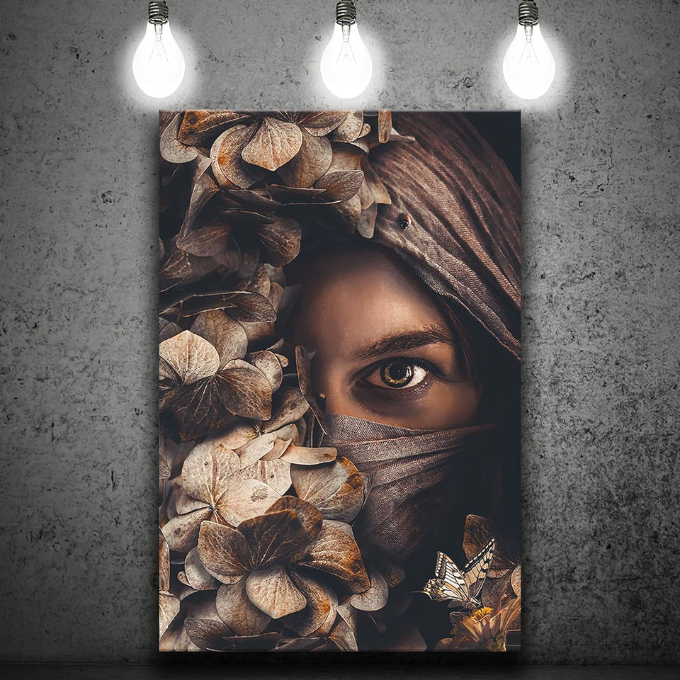 Scarfed Woman Canvas Prints Wall Art Home Decor - Painting Canvas,Art Prints, Ready to hang
