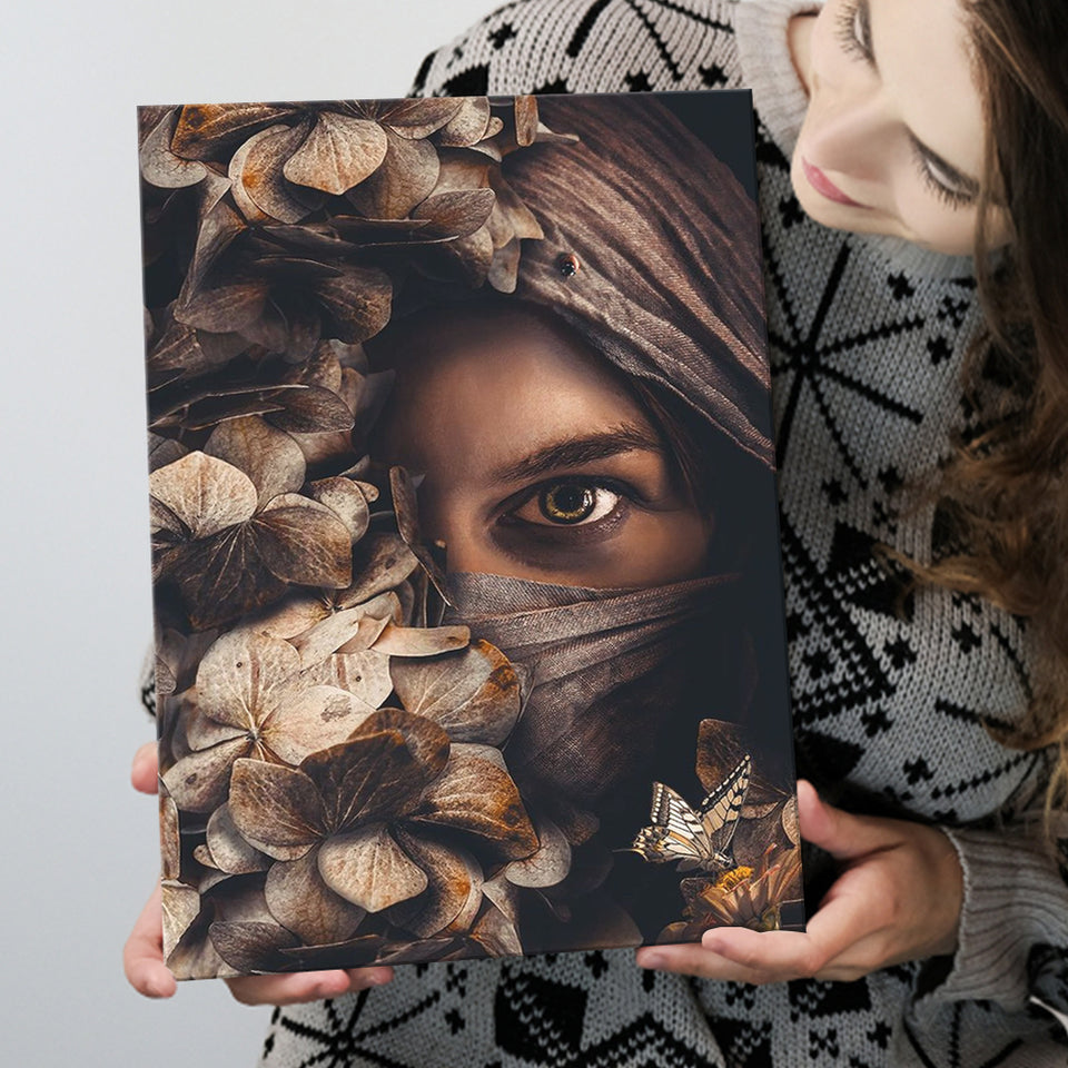 Scarfed Woman Canvas Prints Wall Art Home Decor - Painting Canvas,Art Prints, Ready to hang