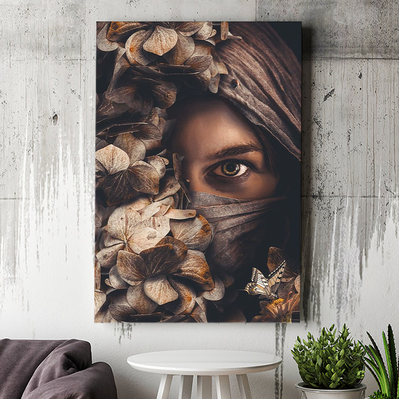 Scarfed Woman Canvas Prints Wall Art Home Decor - Painting Canvas,Art Prints, Ready to hang