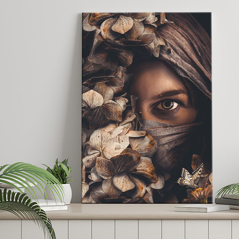 Scarfed Woman Canvas Prints Wall Art Home Decor - Painting Canvas,Art Prints, Ready to hang