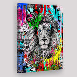 Serious Lion Graffiti Art Canvas Prints Wall Art Decor - Painting Canvas, Home Decor, Art Print, Art For Sale