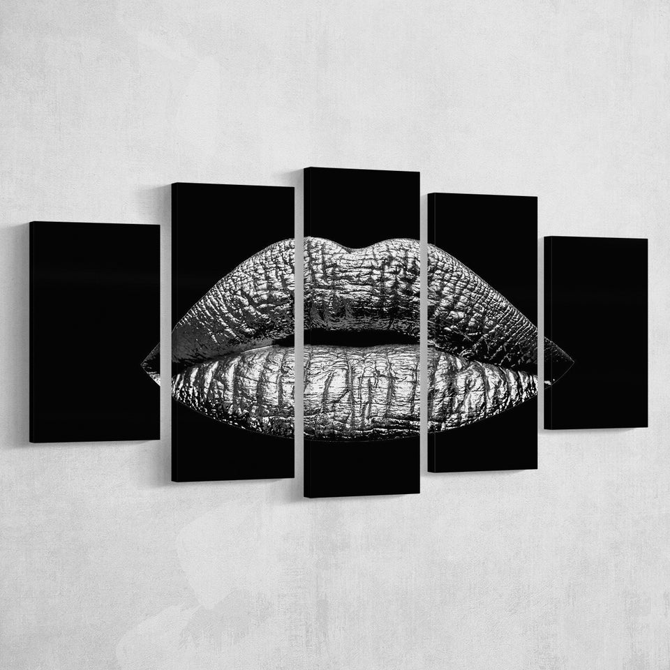 Silver Lips Large Canvas Prints Multi Panels Wall Art Prints Home Decor