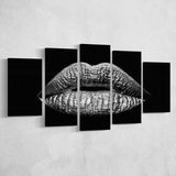 Silver Lips Large Canvas Prints Multi Panels Wall Art Prints Home Decor