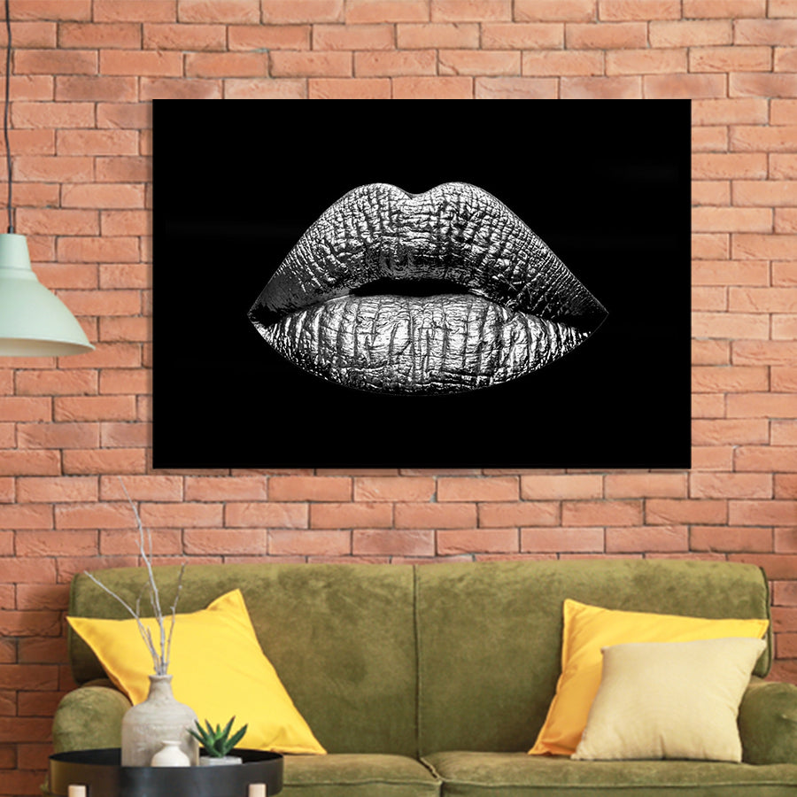 Silver Lips Framed Art Prints Wall Decor - Painting Art,Framed Picture,For Sale, Ready to hang