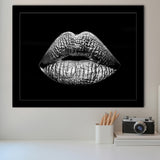 Silver Lips Framed Art Prints Wall Decor - Painting Art,Framed Picture,For Sale, Ready to hang