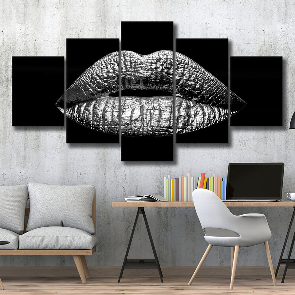 Silver Lips Large Canvas Prints Multi Panels Wall Art Prints Home Decor