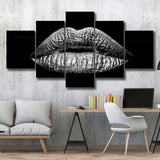 Silver Lips Large Canvas Prints Multi Panels Wall Art Prints Home Decor