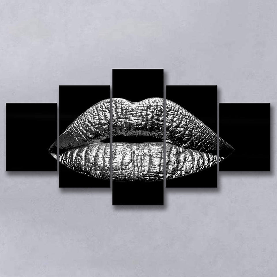 Silver Lips Large Canvas Prints Multi Panels Wall Art Prints Home Decor