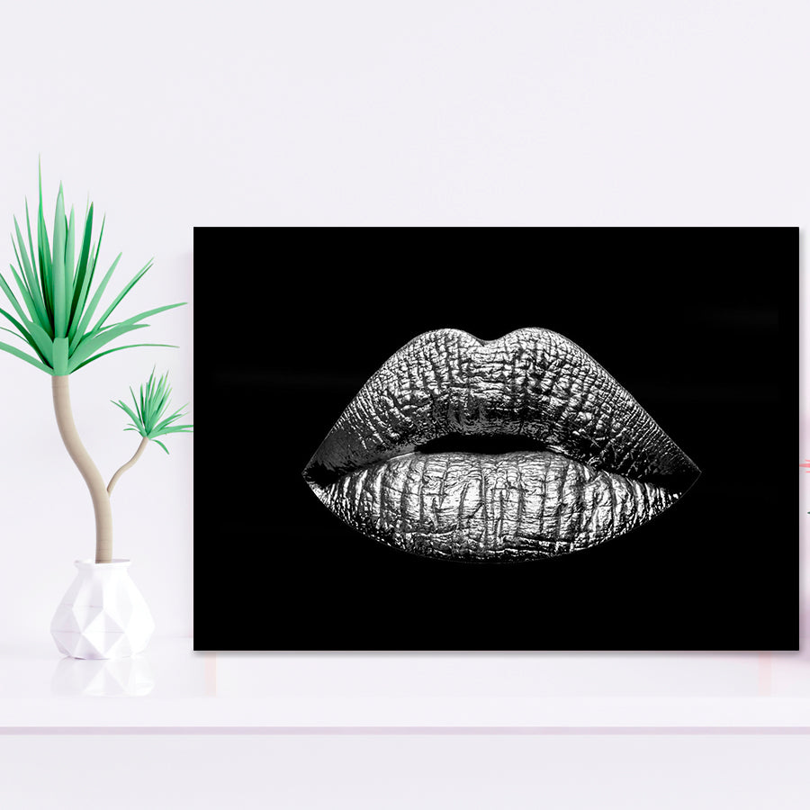 Silver Lips Framed Art Prints Wall Decor - Painting Art,Framed Picture,For Sale, Ready to hang