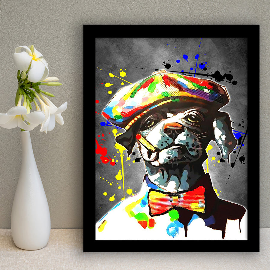 Smoking Cool Boy Pet House Decor Framed Art Print Wall Decor - Painting Art, Wall Art, Framed Picture, Black Frame