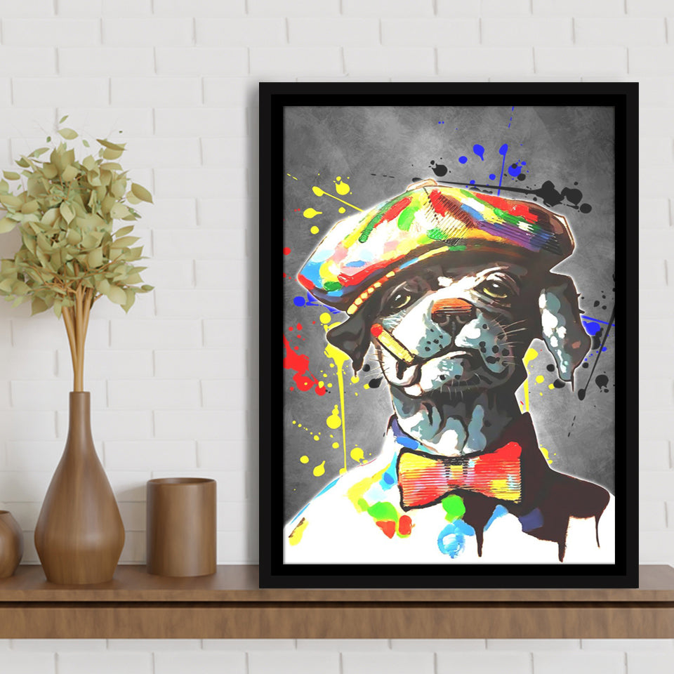 Smoking Cool Boy Pet House Decor Framed Canvas Prints Wall Art Decor - Painting Canvas, Floating Frame, Framed Picture
