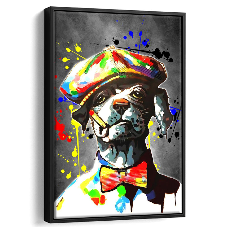 Smoking Cool Boy Pet House Decor Framed Canvas Prints Wall Art Decor - Painting Canvas, Floating Frame, Framed Picture