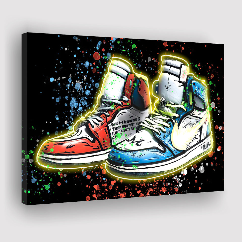 Sneakers Neon Colorful Painting Canvas Prints Wall Art - Painting Canvas, Wall Decor, Canvas Art, For Sale