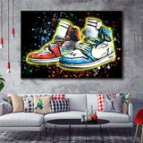 Sneakers Neon Colorful Painting Framed Canvas Prints Wall Art - Painting Canvas, Wall Decor, Canvas Art, Floating Frame