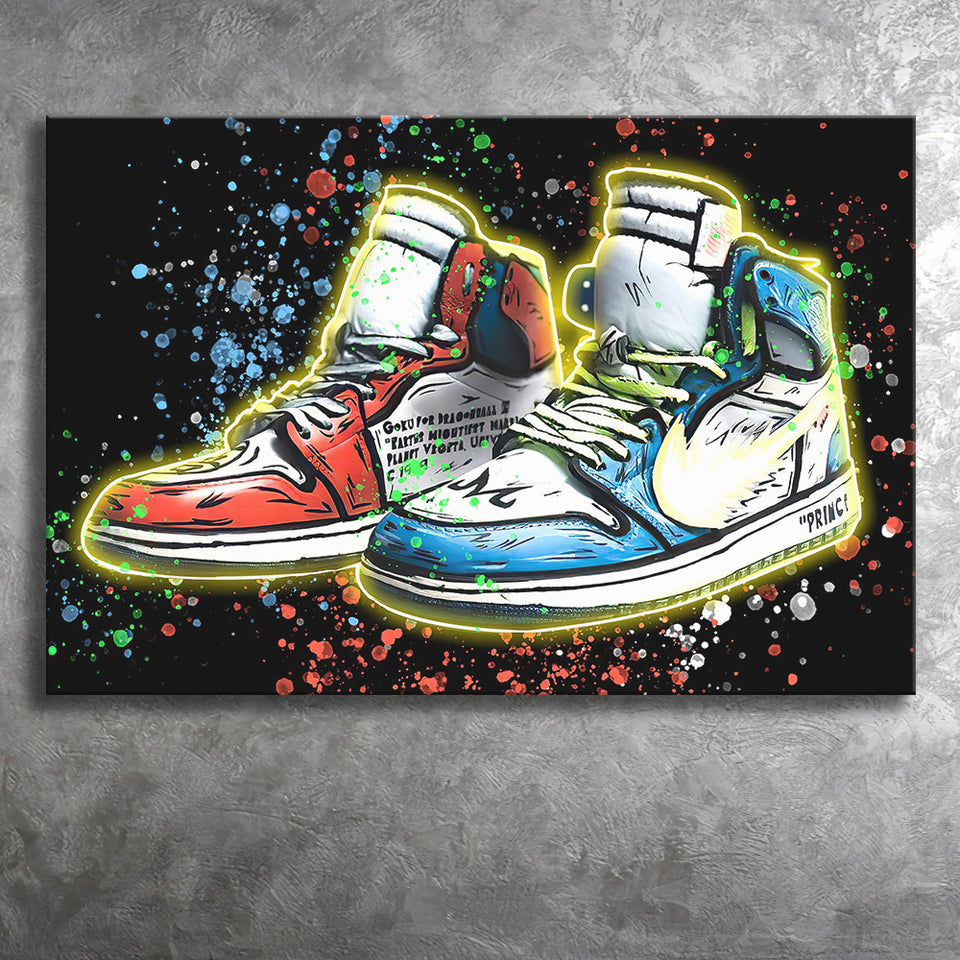 Sneakers Neon Colorful Painting Canvas Prints Wall Art - Painting Canvas, Wall Decor, Canvas Art, For Sale