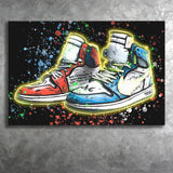 Sneakers Neon Colorful Painting Canvas Prints Wall Art - Painting Canvas, Wall Decor, Canvas Art, For Sale