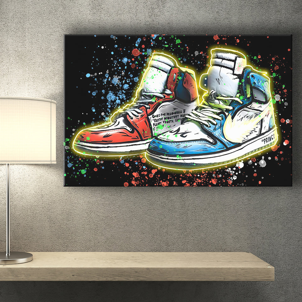 Sneakers Neon Colorful Painting Canvas Prints Wall Art - Painting Canvas, Wall Decor, Canvas Art, For Sale