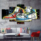 Sneakers Neon Colorful Painting 5 Pieces Canvas Prints Wall Art - Painting Canvas, Multi Panel, Wall Decor, Canvas Art