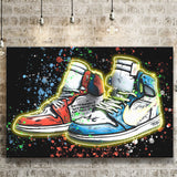 Sneakers Neon Colorful Painting Canvas Prints Wall Art - Painting Canvas, Wall Decor, Canvas Art, For Sale