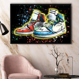 Sneakers Neon Colorful Painting Framed Canvas Prints Wall Art - Painting Canvas, Wall Decor, Canvas Art, Floating Frame