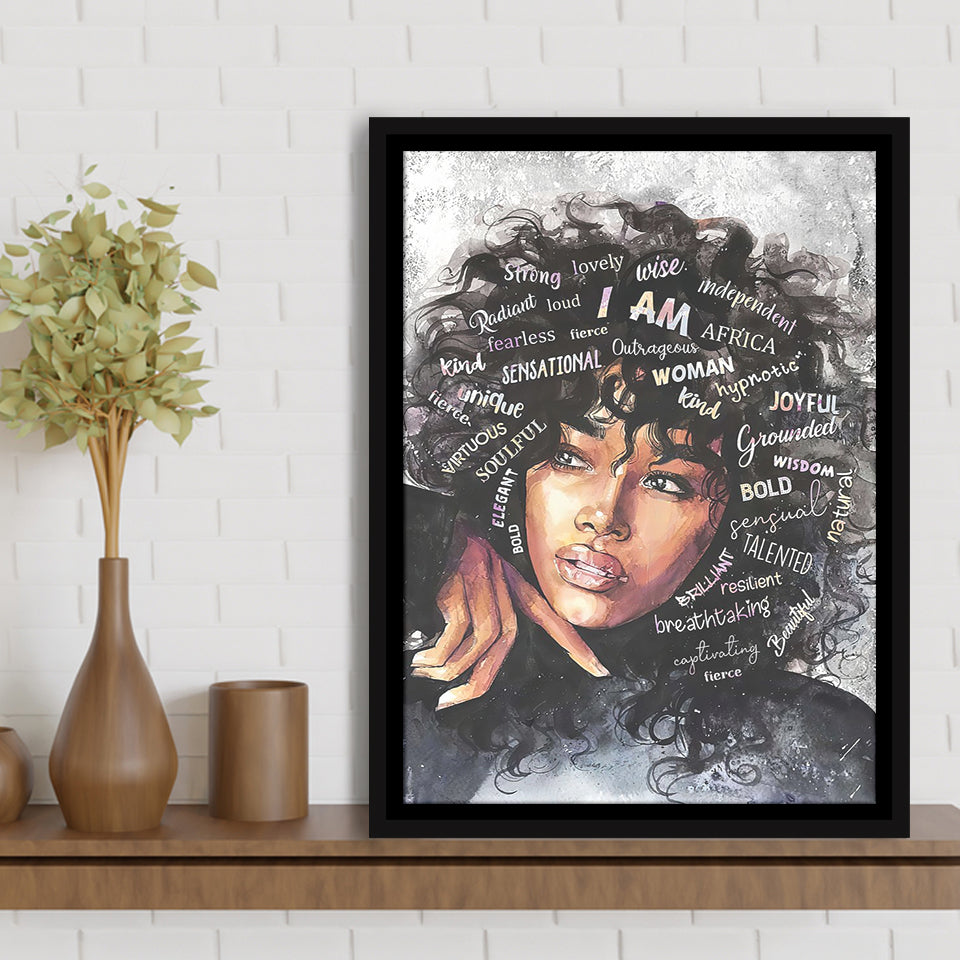 Soulful Woman Framed Canvas Prints Wall Art Home Decor - Painting Canvas,Black Frame, Ready to hang