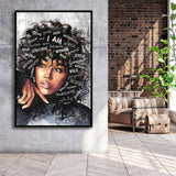 Soulful Woman Framed Canvas Prints Wall Art Home Decor - Painting Canvas,Black Frame, Ready to hang