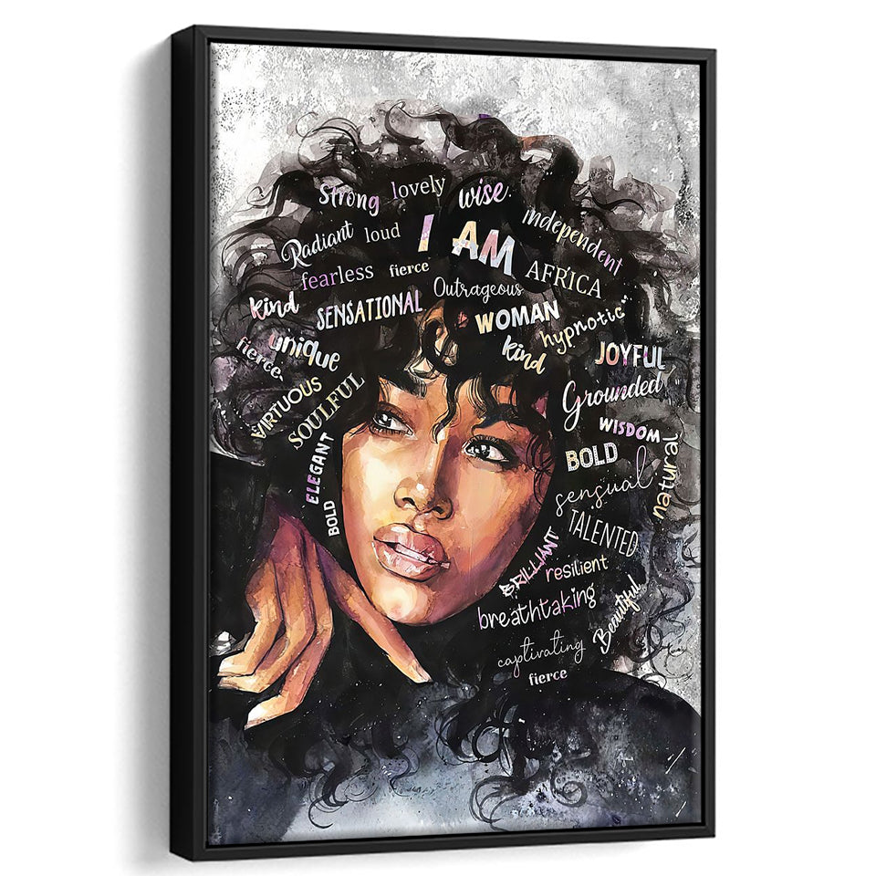 Soulful Woman Framed Canvas Prints Wall Art Home Decor - Painting Canvas,Black Frame, Ready to hang